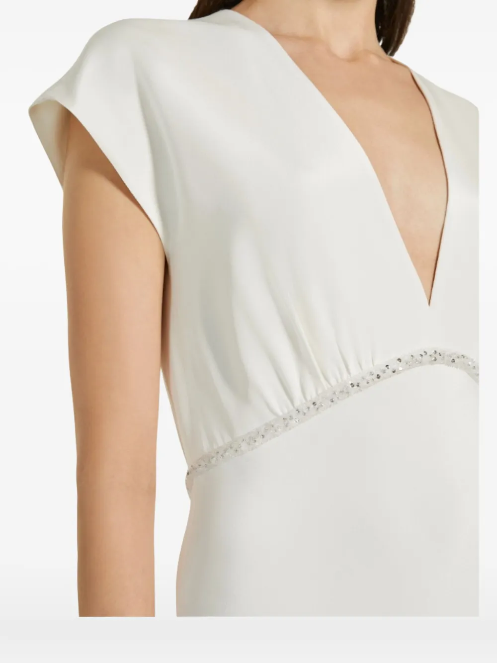 Max Mara Burano V-neck Embellished Maxi Dress In White