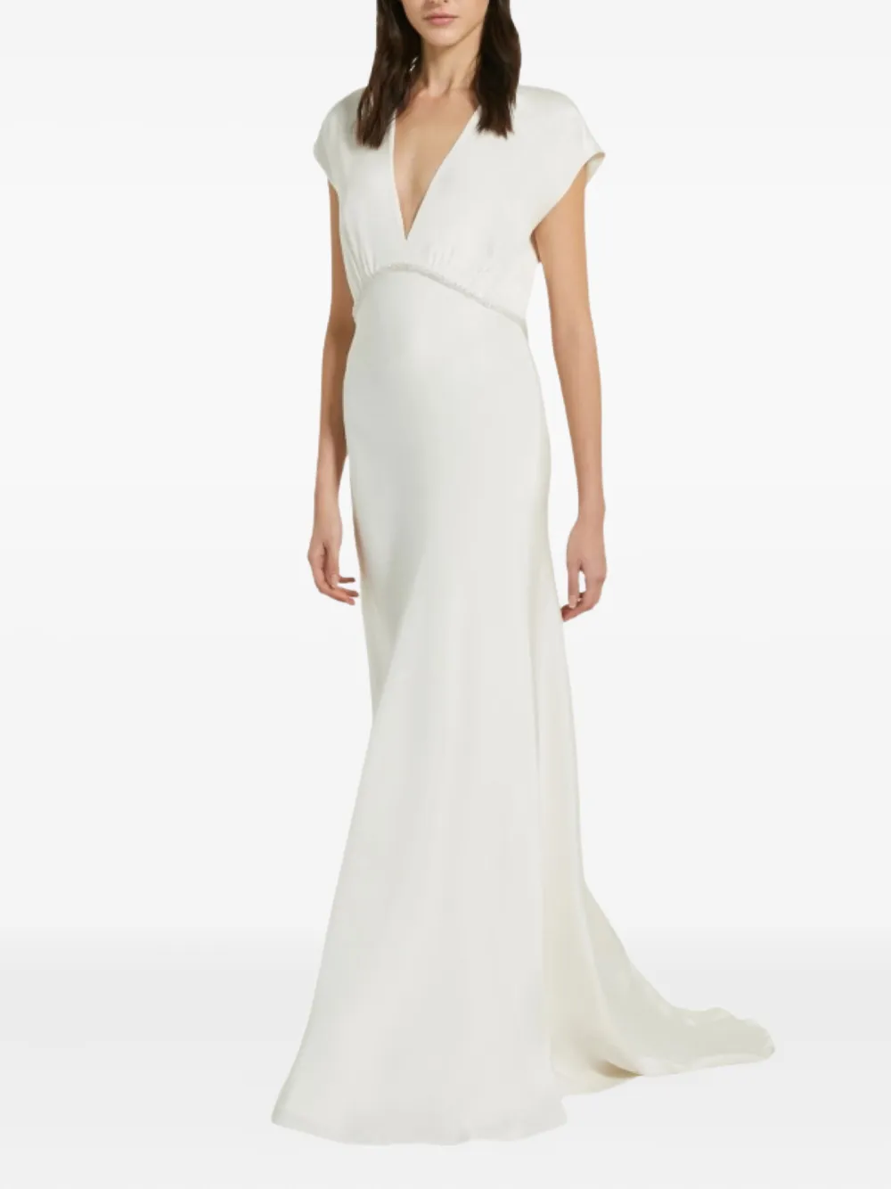 Max Mara Burano V-neck Embellished Maxi Dress In White