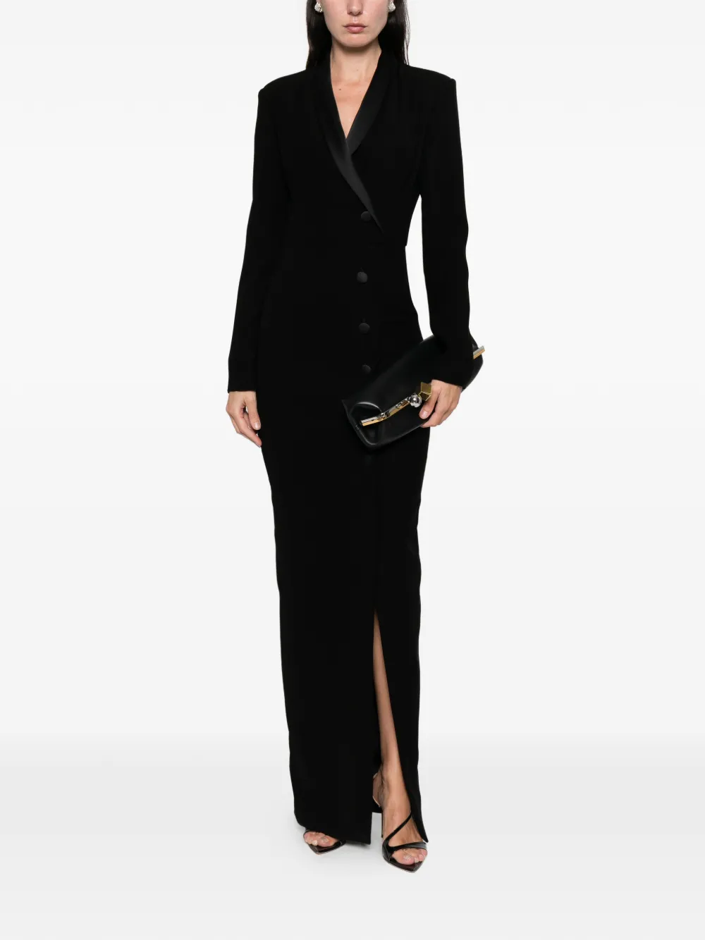 Silk Love & Lace Scarlet Button Maxi Dress In Black