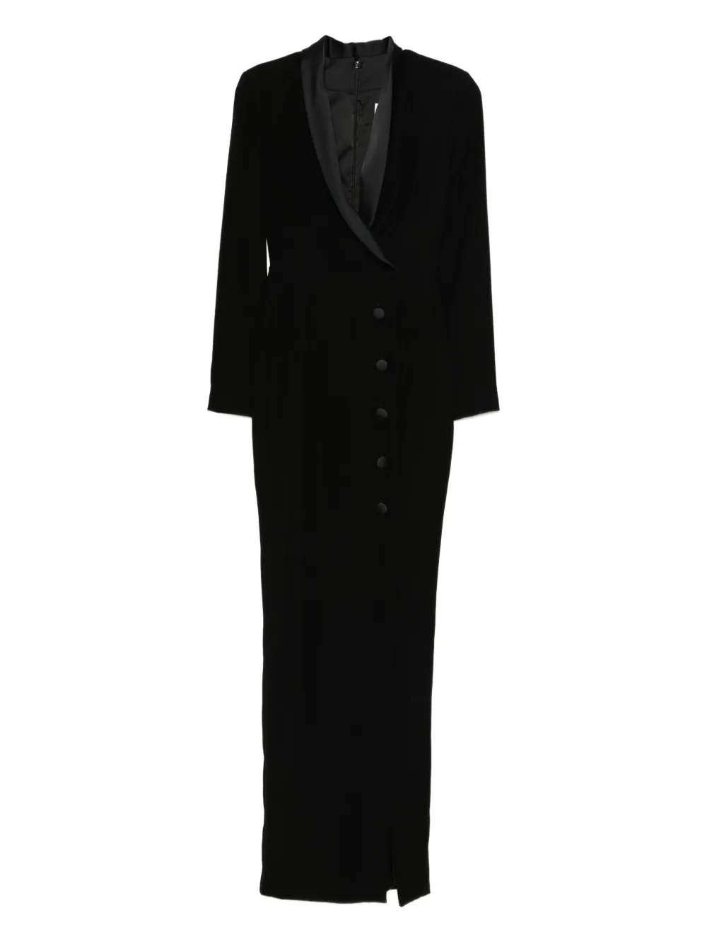 Silk Love & Lace Scarlet Button Maxi Dress In Black