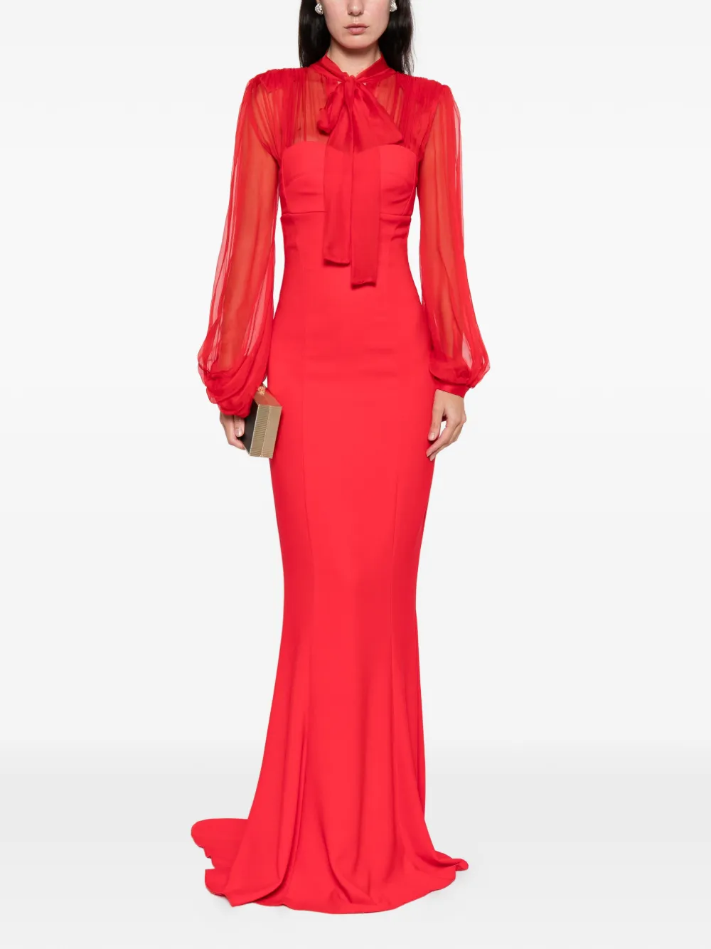 SILK LOVE & LACE Margot long-sleeve maxi dress - Rood