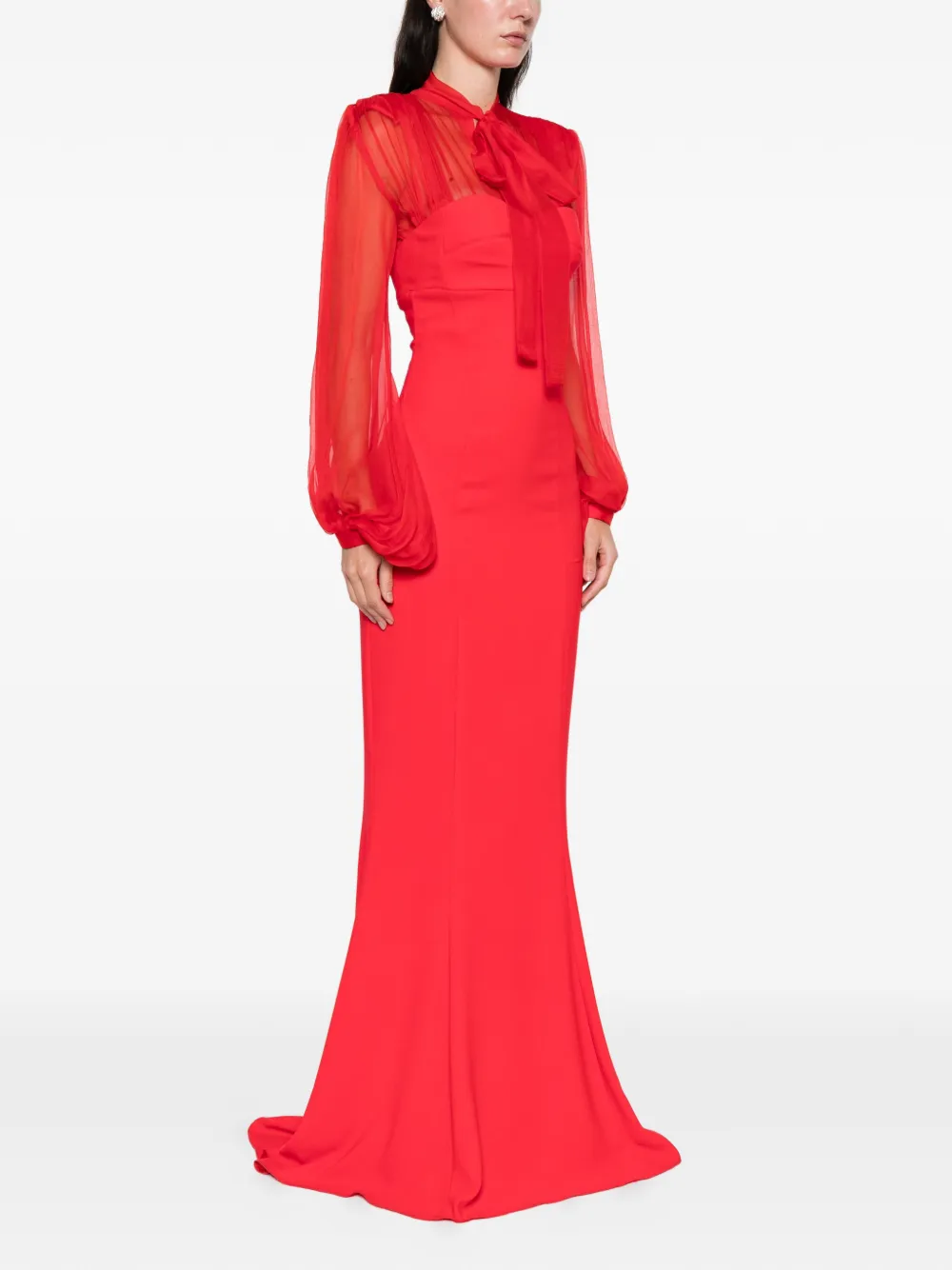  Silk Love & Lace Margot Long-sleeve Maxi Dress - Red 