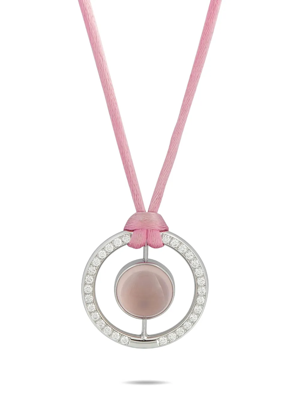 Bucherer 18K white gold diamond and rose quartz necklace - Argento