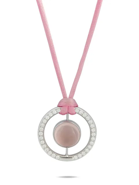 Bucherer 18K white gold diamond and rose quartz necklace