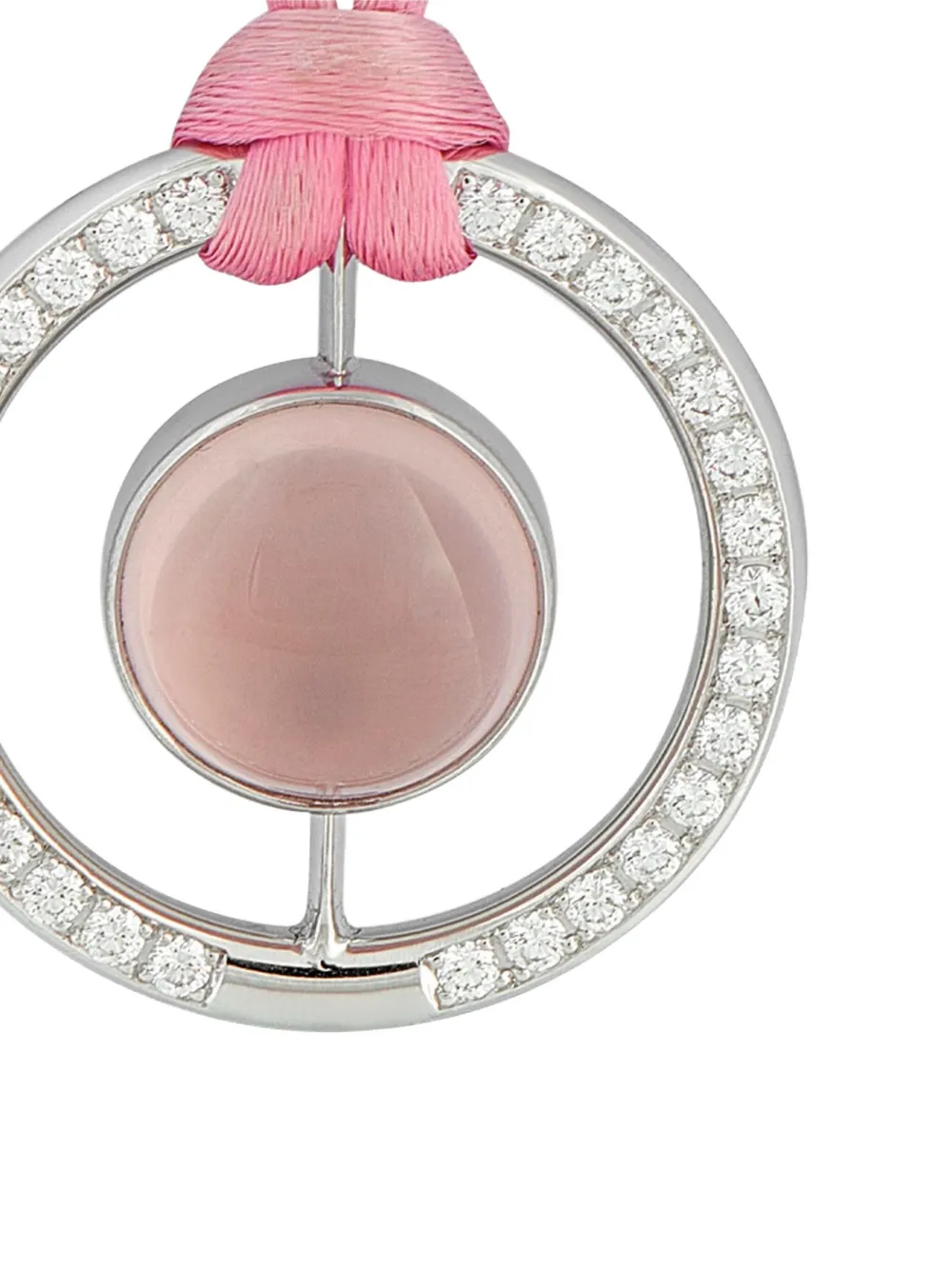 BUCHERER Pre-owned 18k White Gold Diamond And Rose Quartz Necklace In Silver