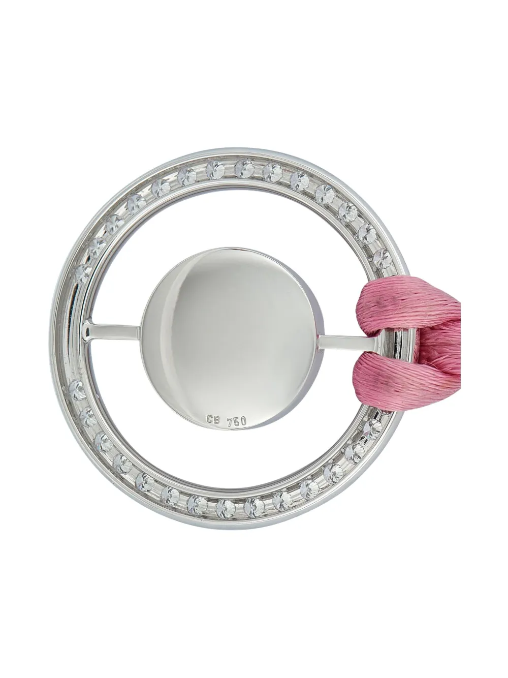 BUCHERER Pre-owned 18k White Gold Diamond And Rose Quartz Necklace In Silver