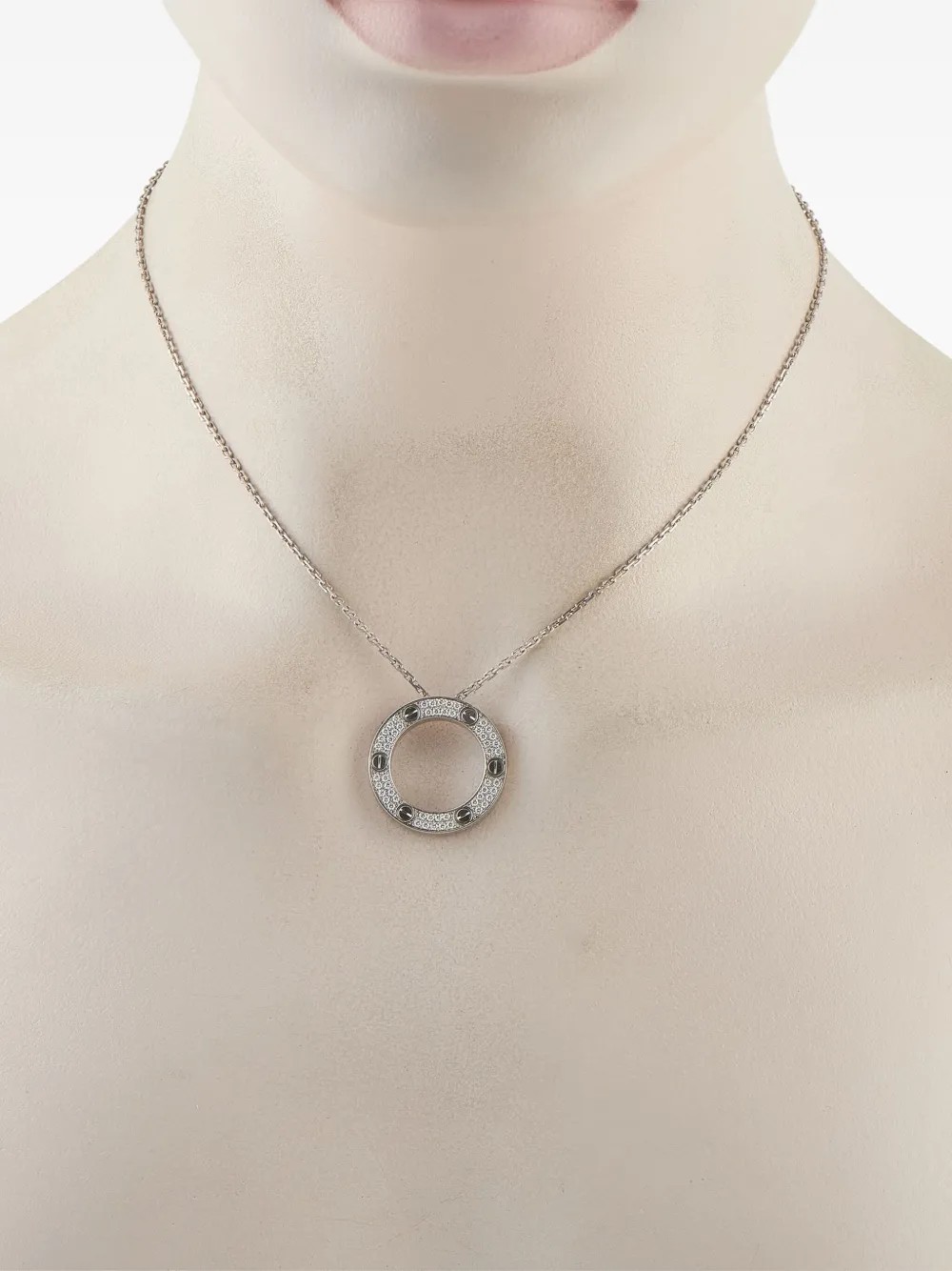 CARTIER Pre-owned 18k White Gold Love Diamond Necklace In Silver