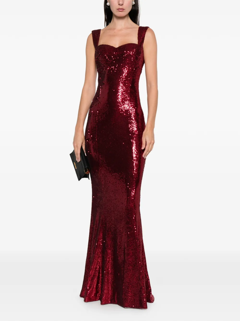 Silk Love & Lace Annabel Sequin Maxi Dress In Red
