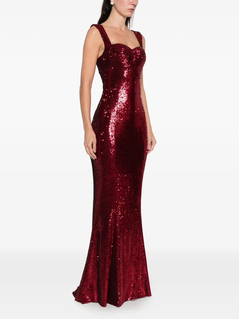 Silk Love & Lace Annabel Sequin Maxi Dress In Red