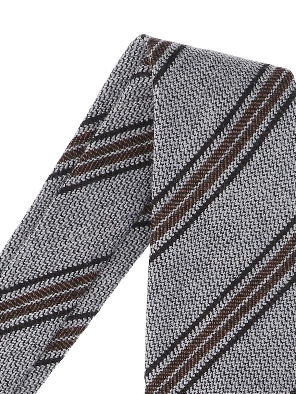 Cesare Attolini Textured Fabric Ties Diagonal Stripes In Gray
