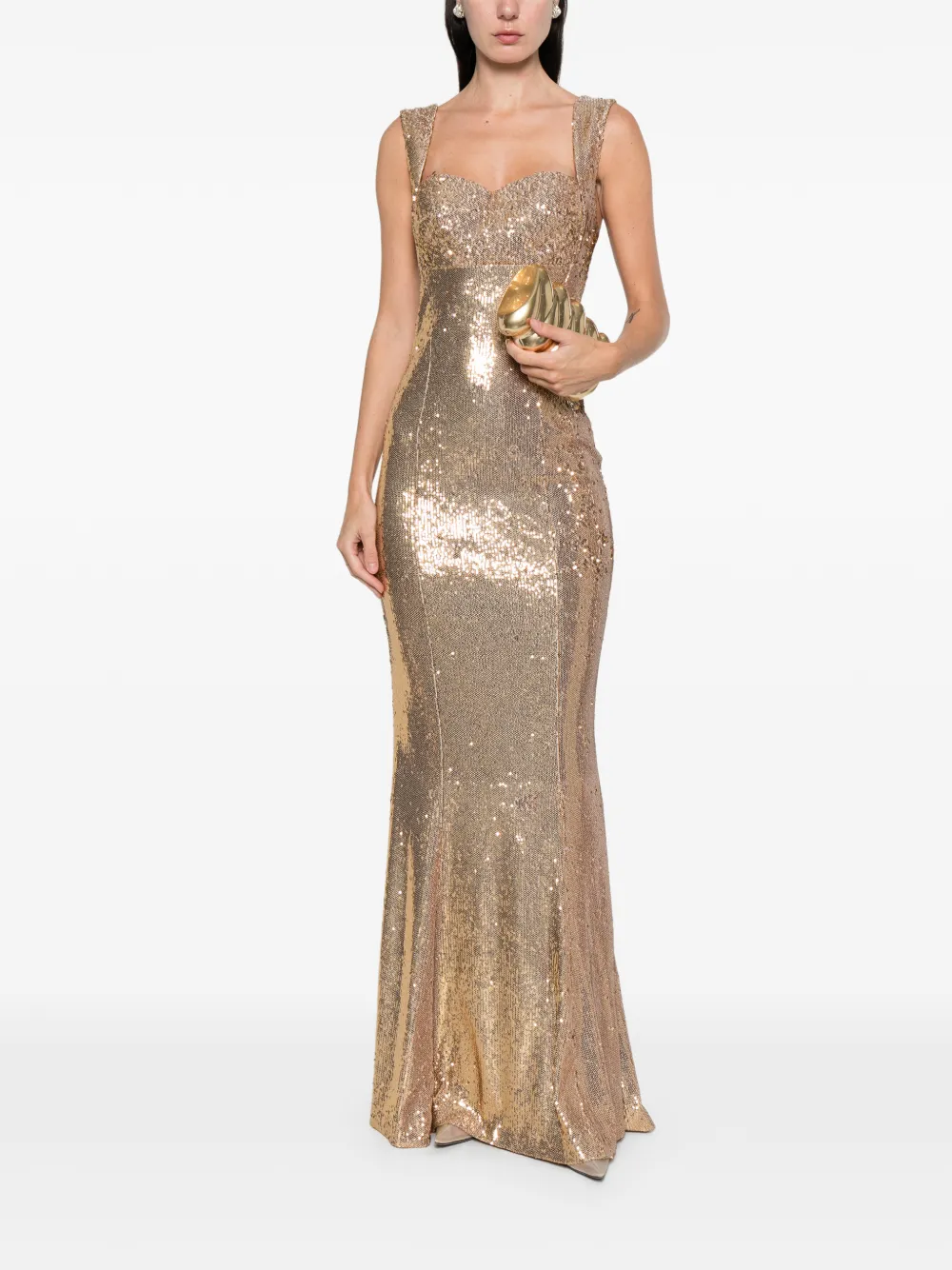 SILK LOVE & LACE Annabel sequin maxi dress - Goud