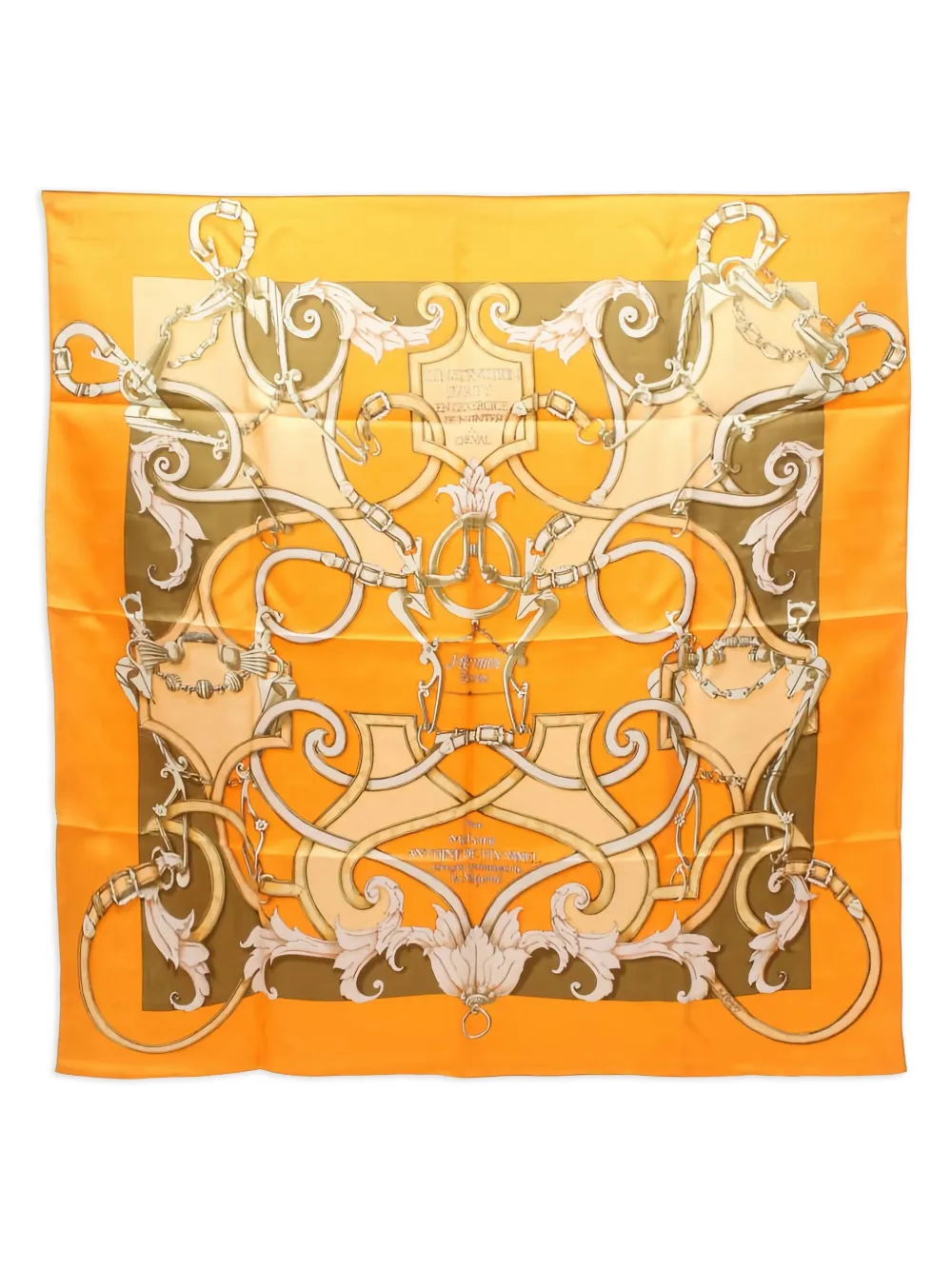 HERMES Pre-owned 2010s L'instruction Du Roy Silk Scarf In Orange