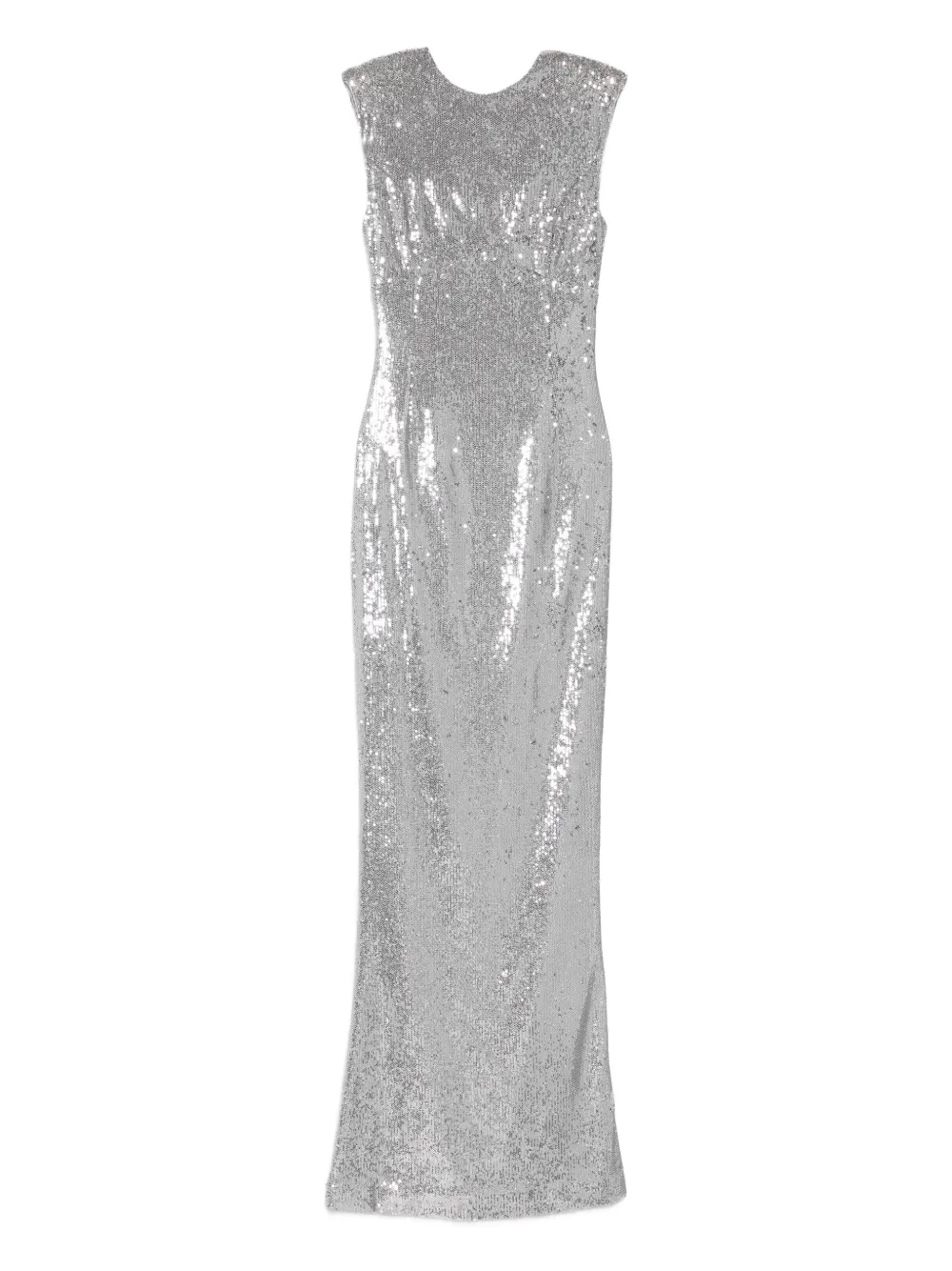 Silk Love & Lace Jamila Sequin Maxi Dress In Silver
