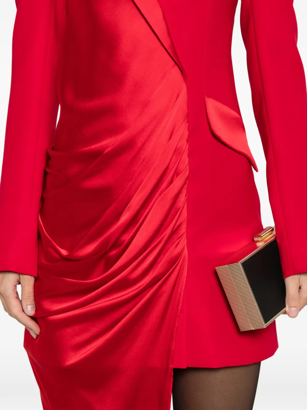 SILK LOVE & LACE Alexa mini-jurk met gedrapeerde laag Rood