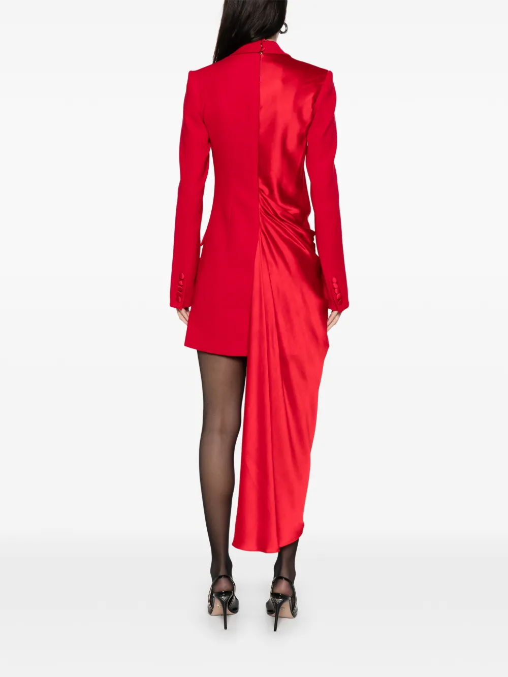 SILK LOVE & LACE Alexa mini-jurk met gedrapeerde laag Rood