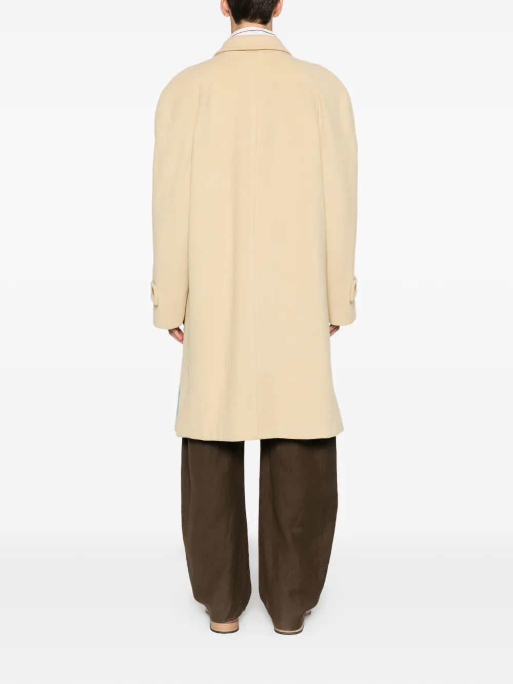 Pre-owned A.n.g.e.l.o. Vintage Upcycling Floral-details Single-breasted Coat In Neutral