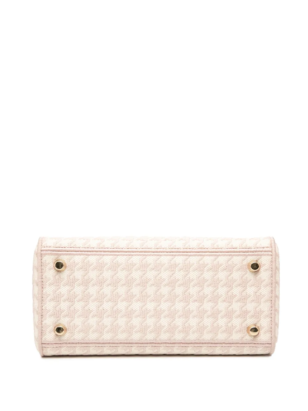 Pre-owned Dior 2021 Medium Embroidered Canvas Houndstooth Lady D Lite Satchel In Pink