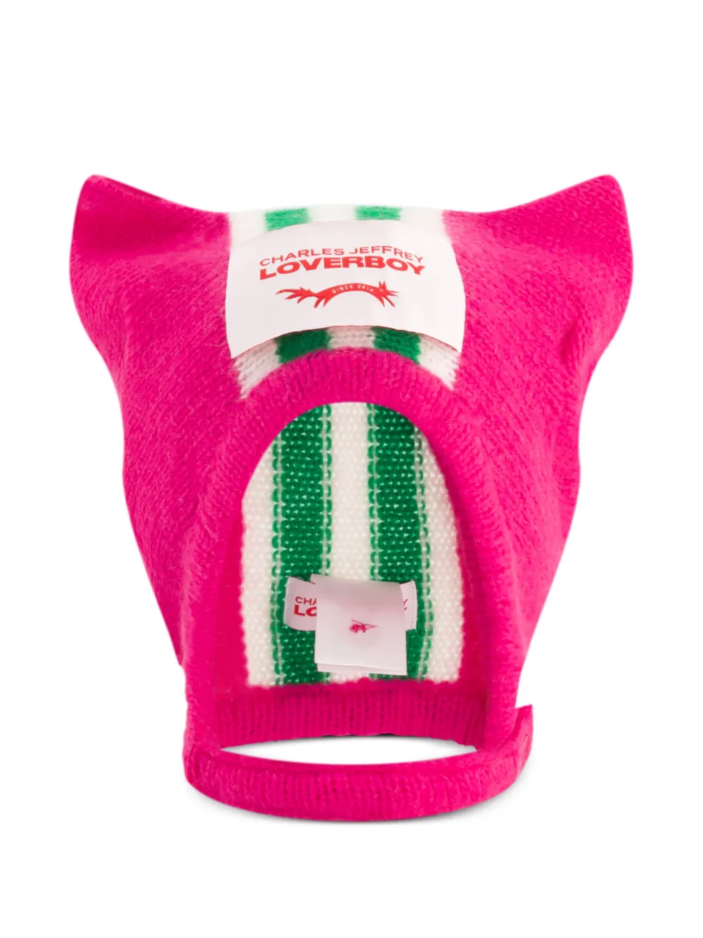 Charles Jeffrey Loverboy ears-detailed stripped hat | Pink | Image 1