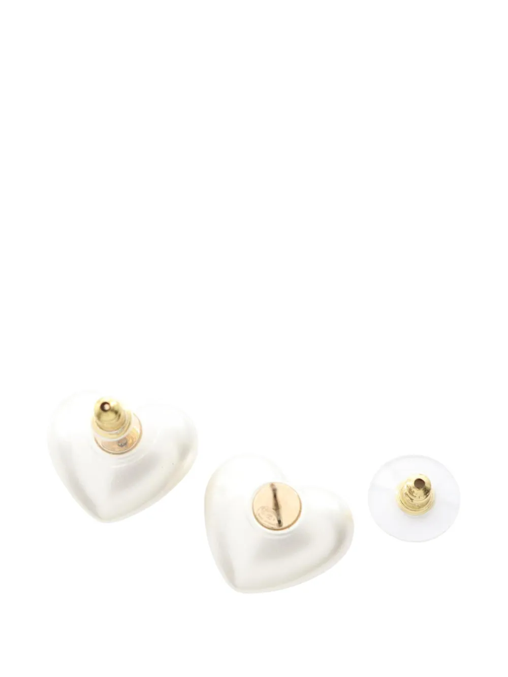 CHANEL Pre-owned 2021 Cc Gold Plated Faux Pearl And Rhinestone Heart Earrings Costume Earrings In White