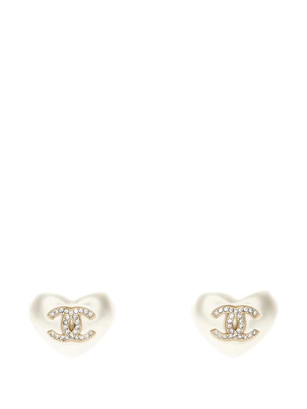 CHANEL Pre-Owned 2021 CC Gold Plated Faux Pearl and Rhinestone Heart