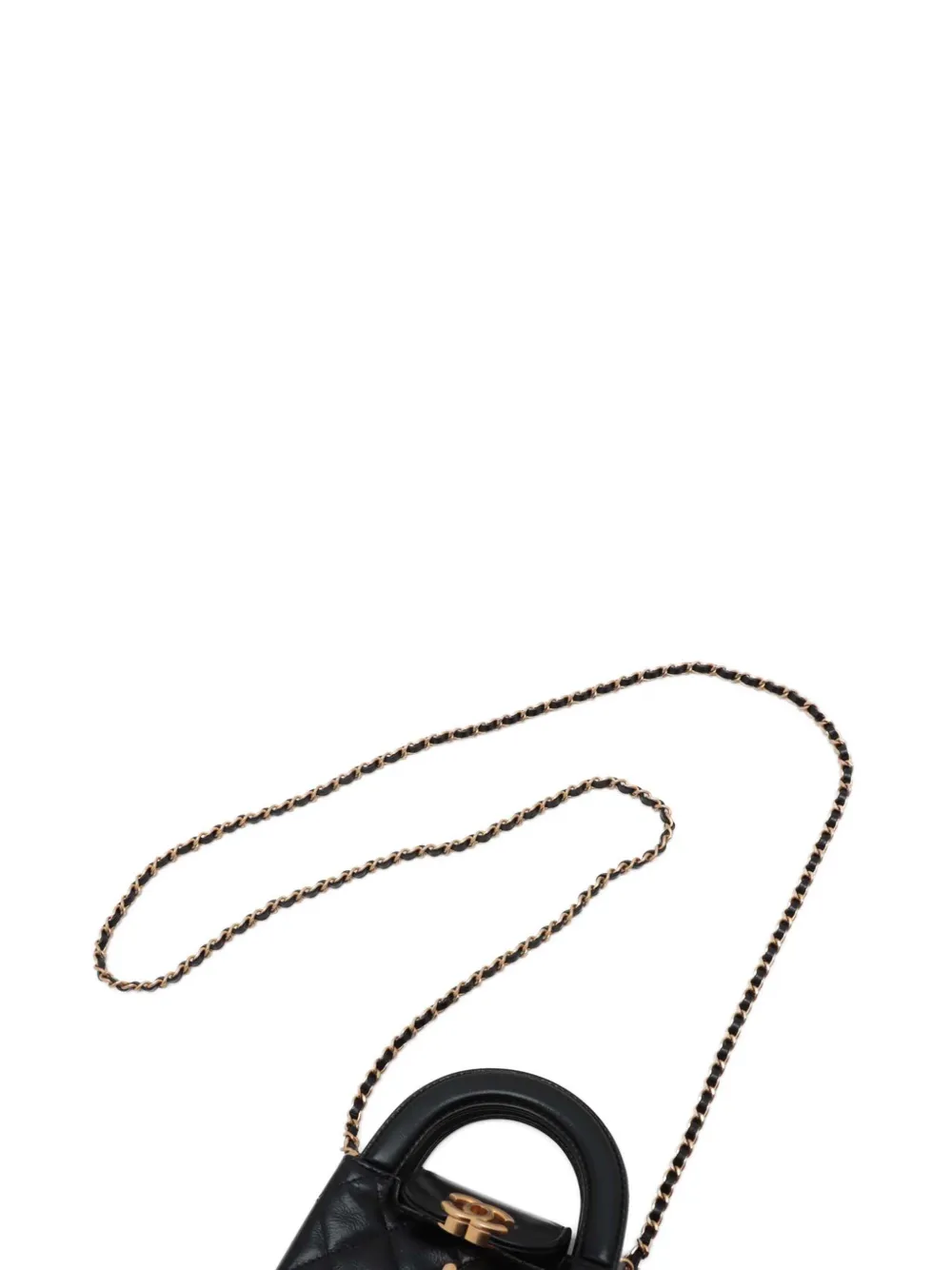 CHANEL Pre-owned 2021-2025 Mini Nano Aged Calfskin Kelly Shopper Bag Satchel In Black