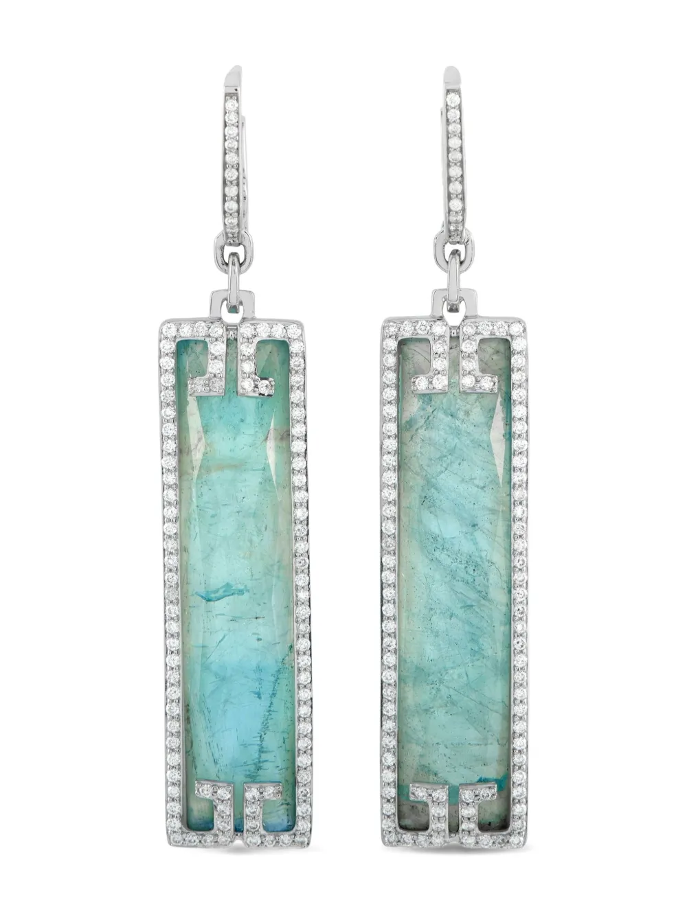 IVANKA TRUMP Pre-owned 18k White Gold Diamond And Quartz Earrings In Silver