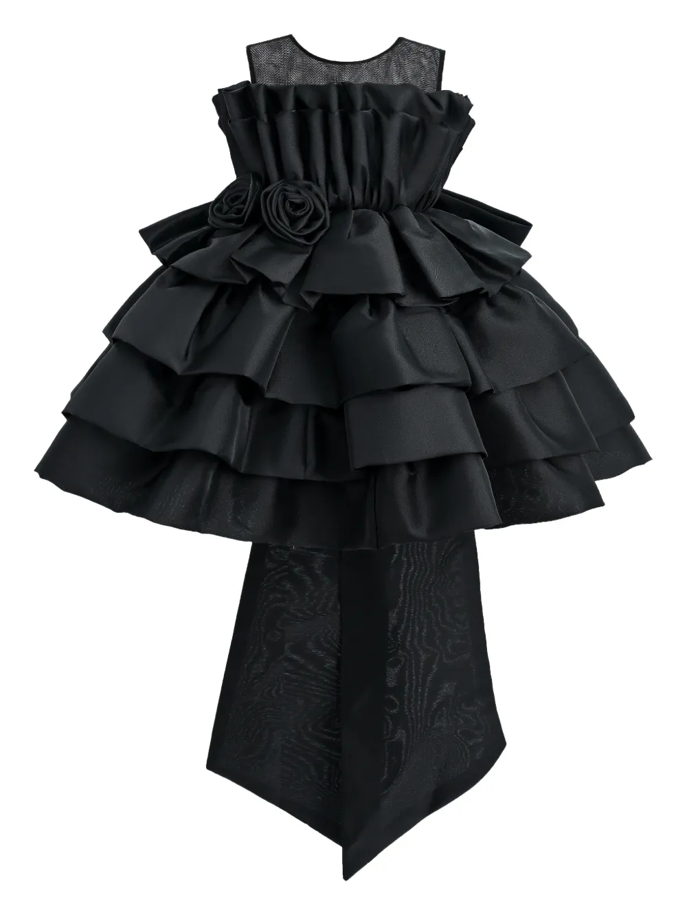 Tulleen ruffled sleeveless party dress - Nero