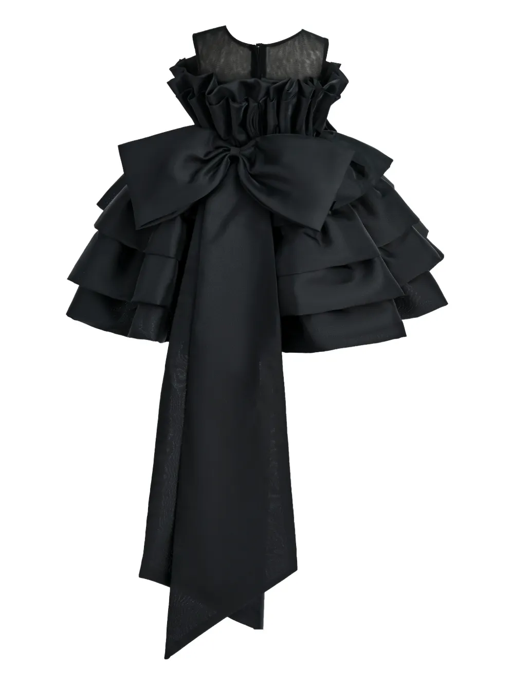 Tulleen Mouwloze feestjurk met ruches Zwart