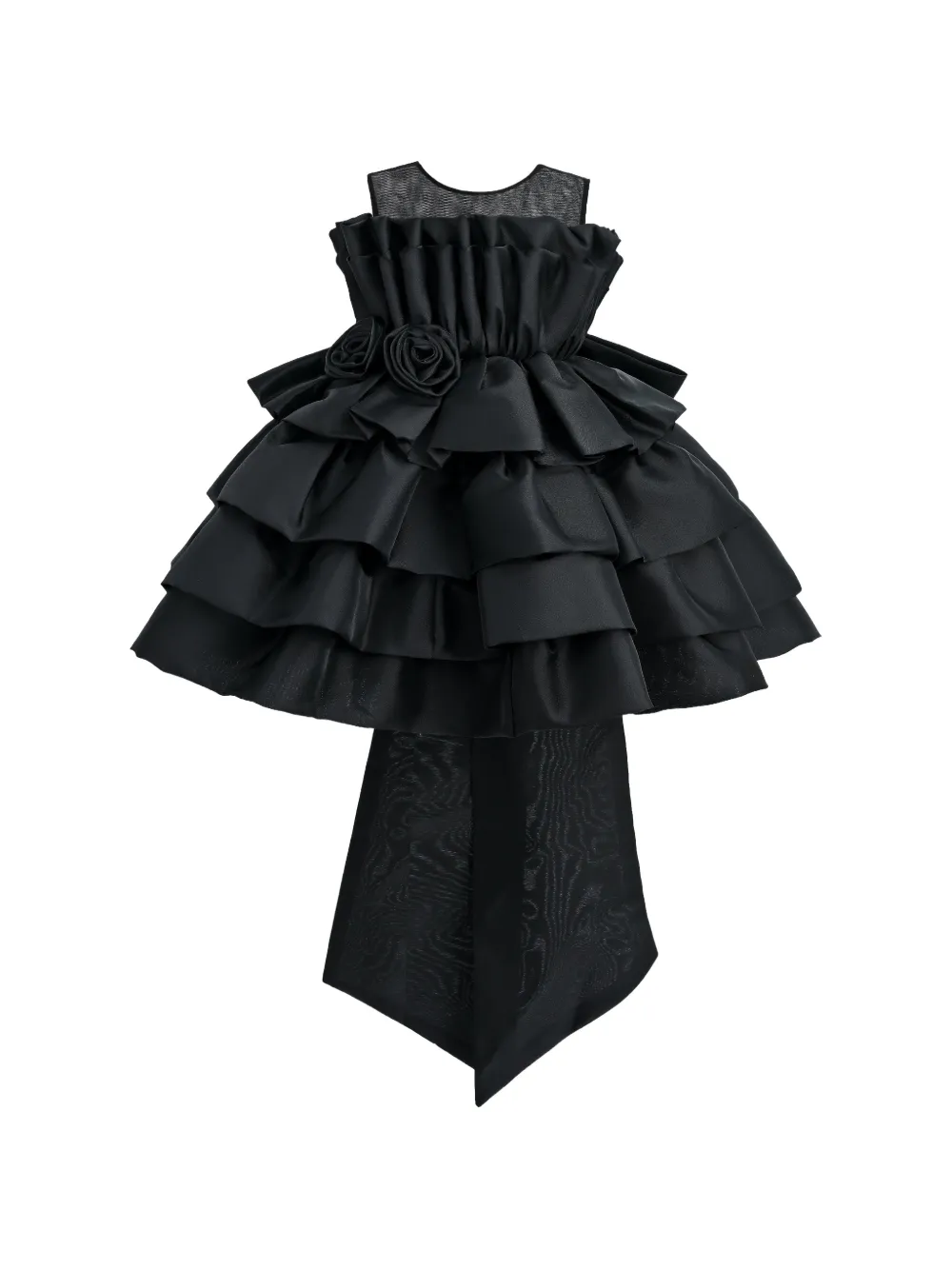 Tulleen ruffled sleeveless party dress - Nero