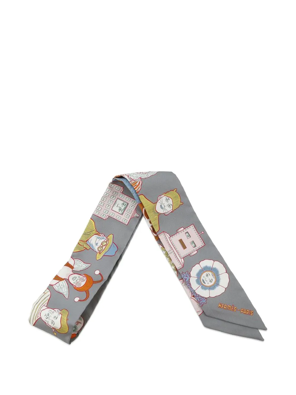 HERMES Pre-owned 2000-2025 Dress Code Twilly Silk Scarf Scarves In Gray