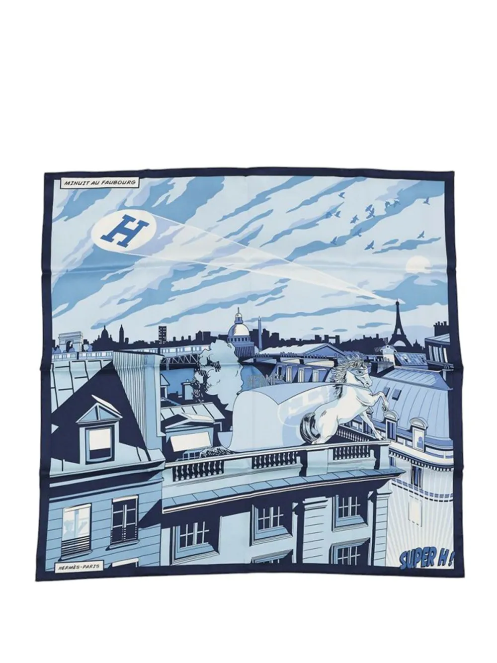 Hermès Pre-Owned 2000-2025 Minuit Au Faubourg Silk Scarf scarves - ブルー Hermès Pre-Owned 2000-2025 Minuit Au Faubourg Silk Scarf scarves - ブルー