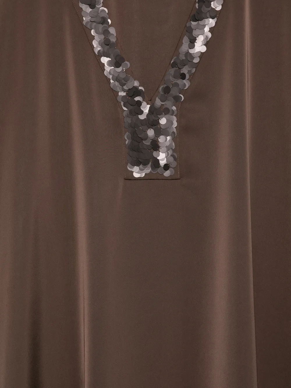  Marina Rinaldi Sequin V-neck Dress - Brown 