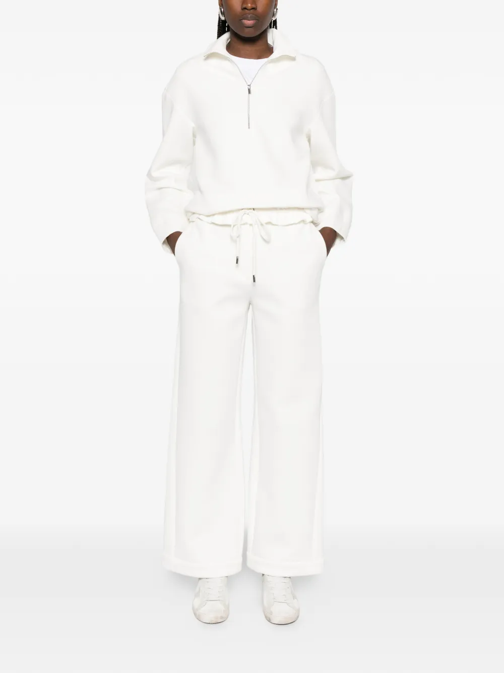 Max Mara Zip-up Drawstring Sweatshirt - White 
