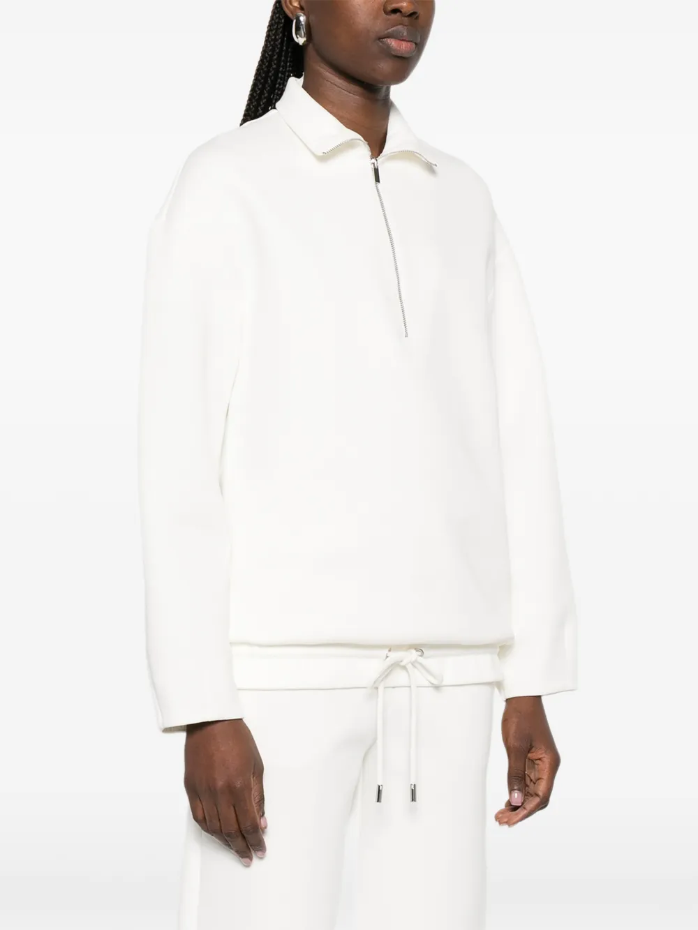  Max Mara Zip-up Drawstring Sweatshirt - White 
