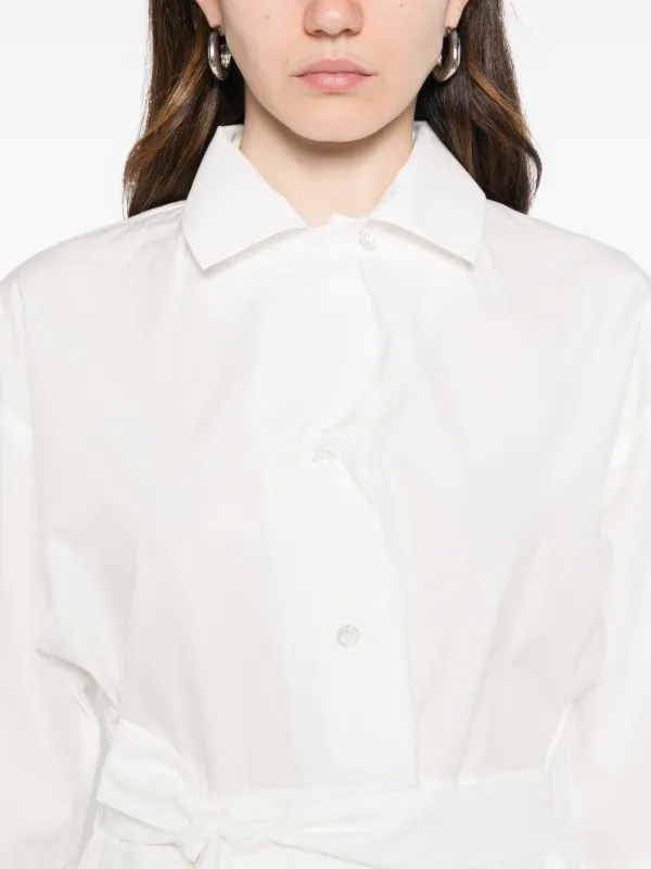 max mara white shirt dress Belted cotton poplin shirt dress in white - Max Mara
