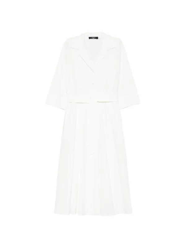 Weekend Max Mara Belted Midi Shirt Dress | White | FARFETCH