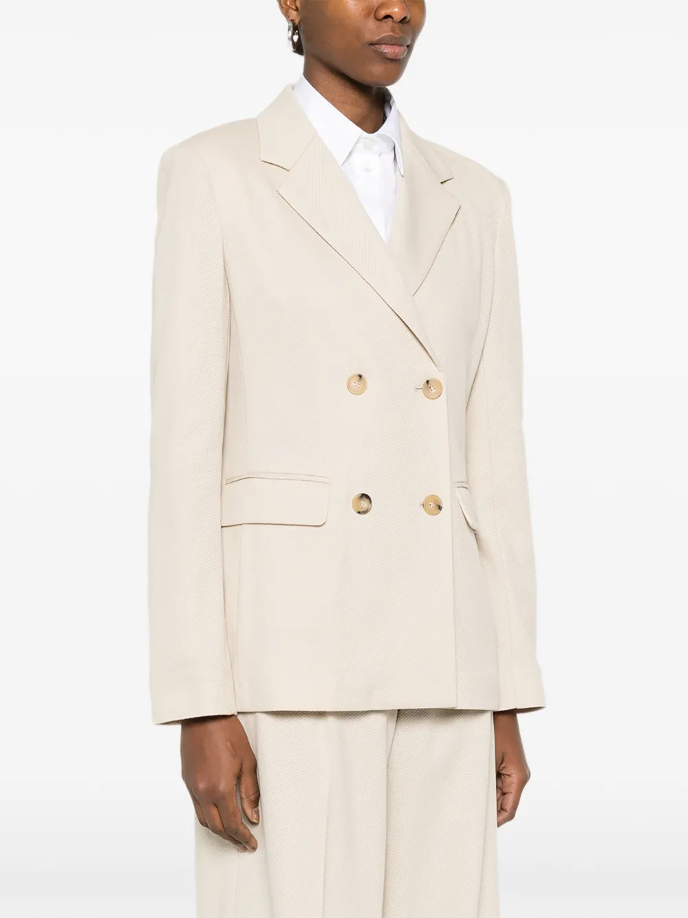 Max Mara Jack met dubbele rij knopen en zak Beige