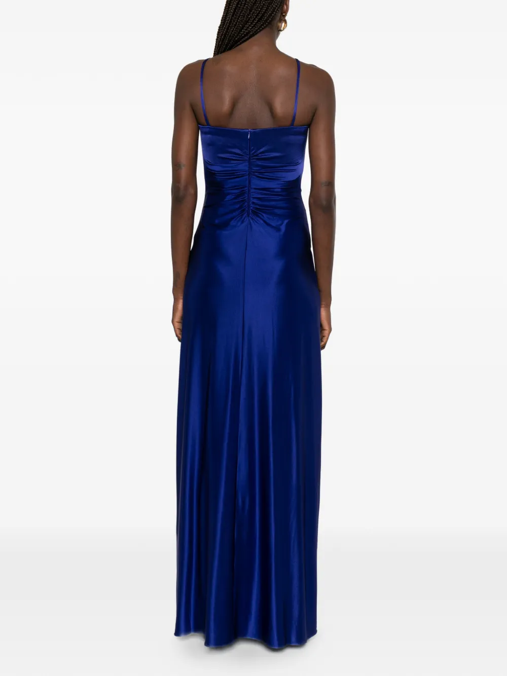 Max Mara Oggetti maxi-dress met ruches en vierkante hals Blauw