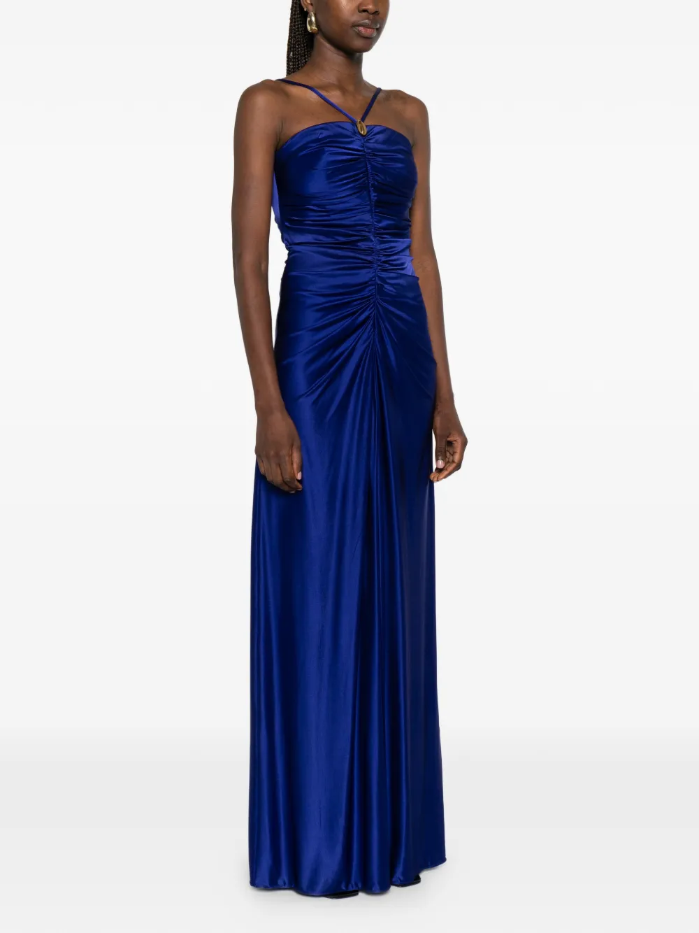 Max Mara Oggetti maxi-dress met ruches en vierkante hals Blauw