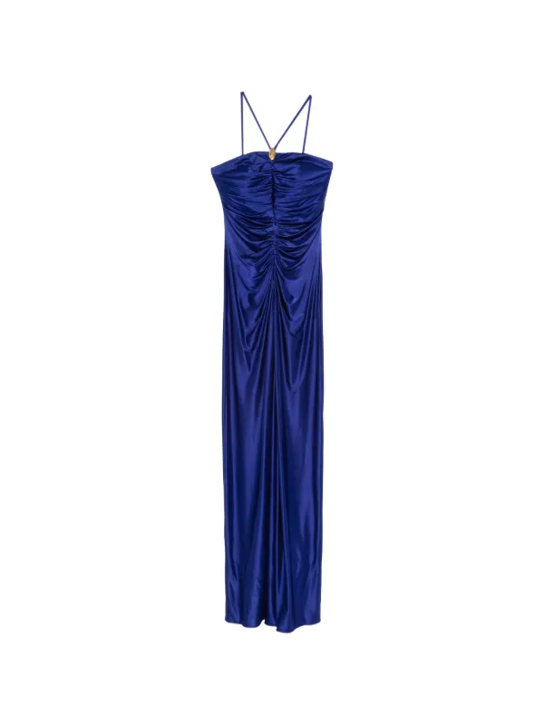 Max Mara Oggetti Ruched Square-neck Maxi Dress in Blue