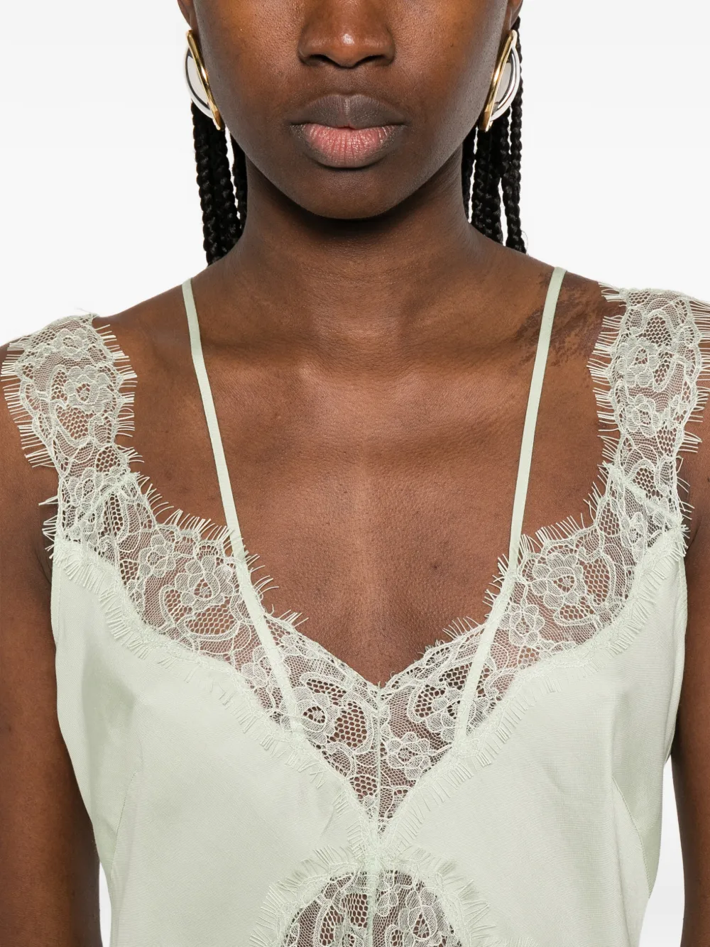 PINKO Midi-jurk met V-hals en kant Groen