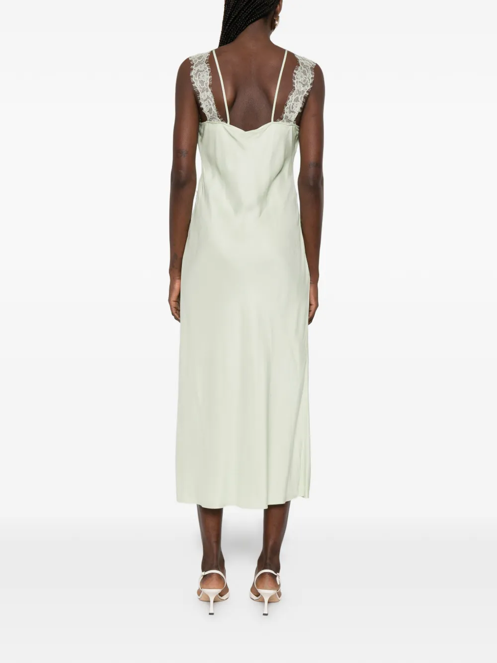 PINKO Midi-jurk met V-hals en kant Groen