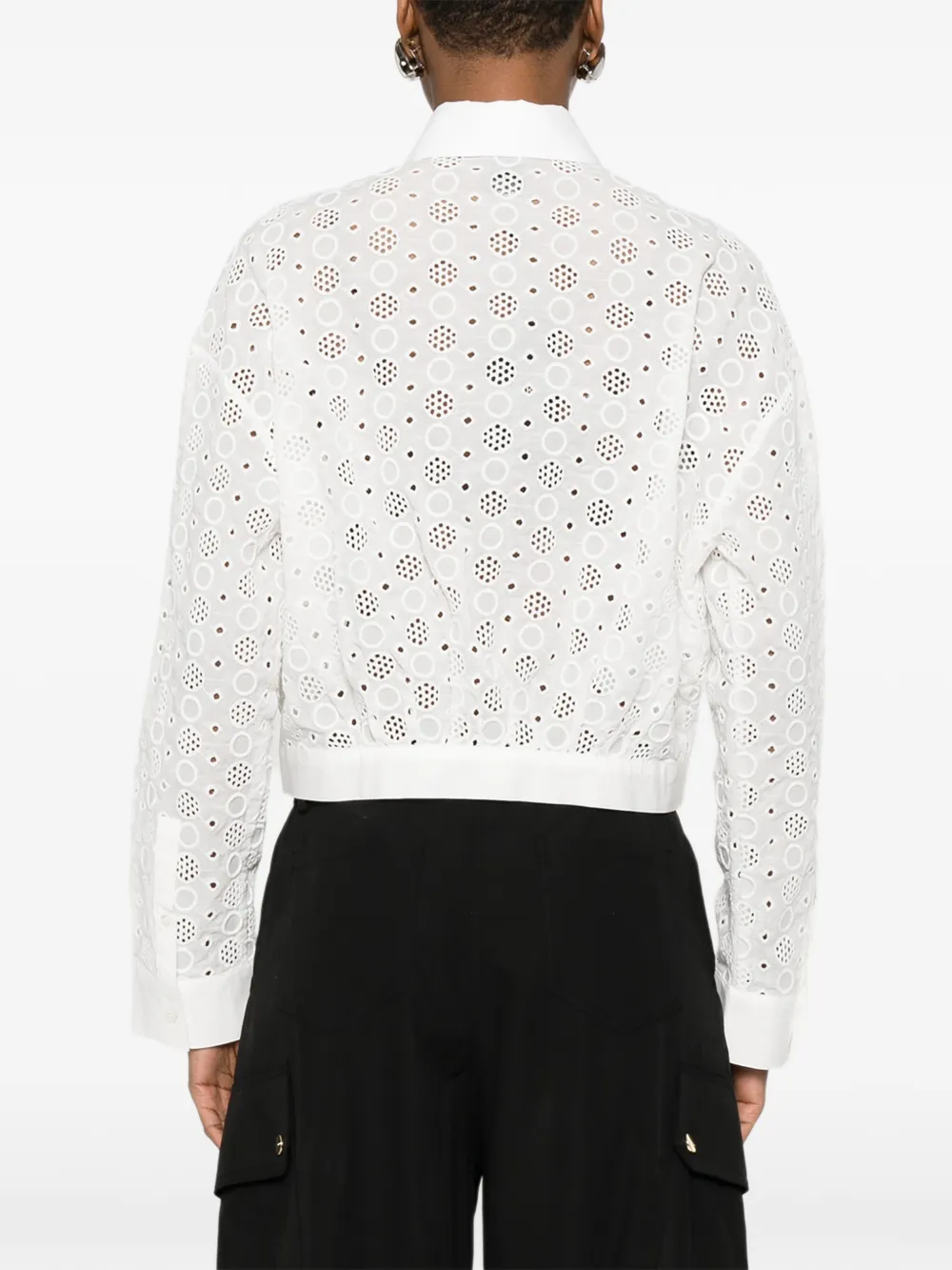 PINKO Cropped blouse met broderie anglaise Wit