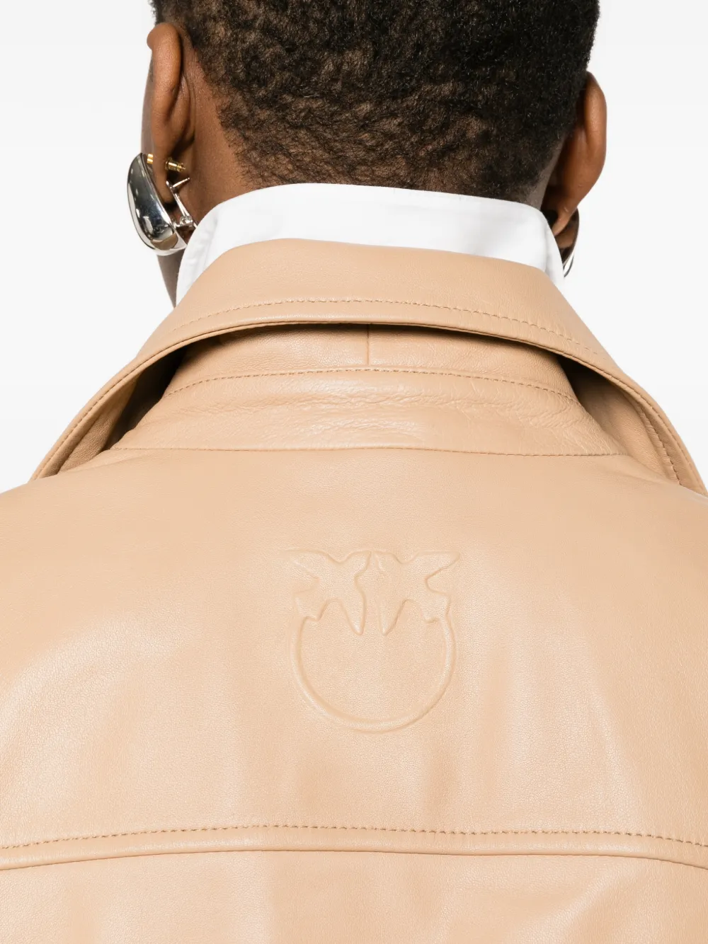 PINKO New Sensible leren jack met rits Beige