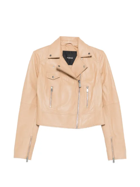PINKO New Sensible zip-up leather jacket