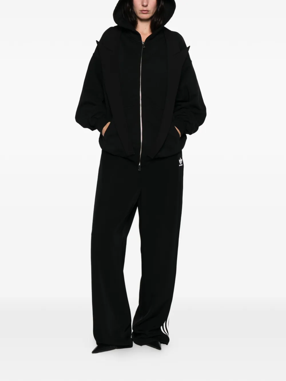  Medeea Lapels Zip Hoodie Jacket - Black 