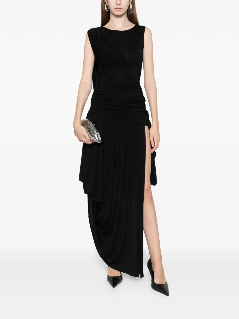 AXEL 113 Isabell jurk met ruches - Zwart