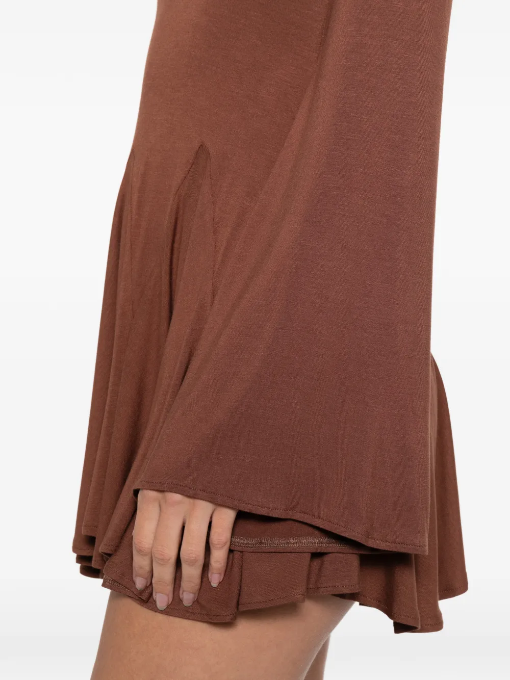 Axel 113 Bell Flared-sleeve Mini Dress In Brown