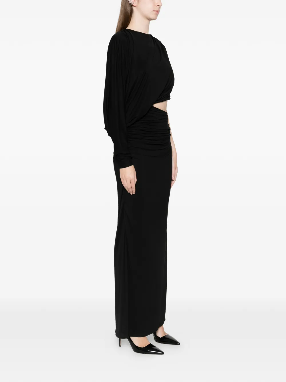 Axel 113 Draped Cutout Maxi Dress In Black