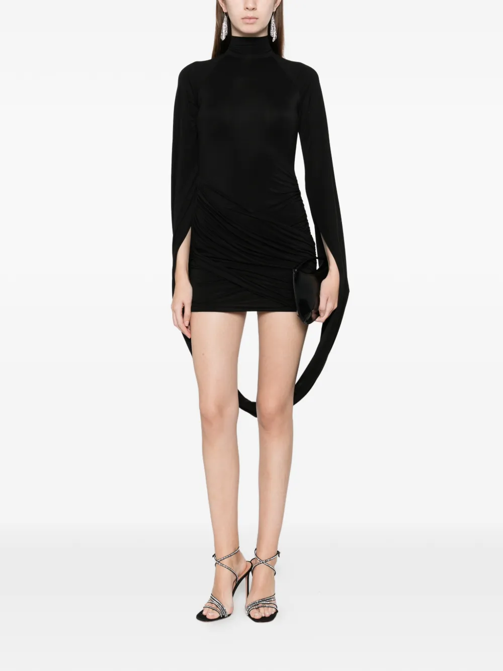 Axel 113 Luna Draped Mini Dress In Black